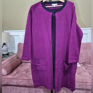 Nine West Purple Open Front, Long Sweater